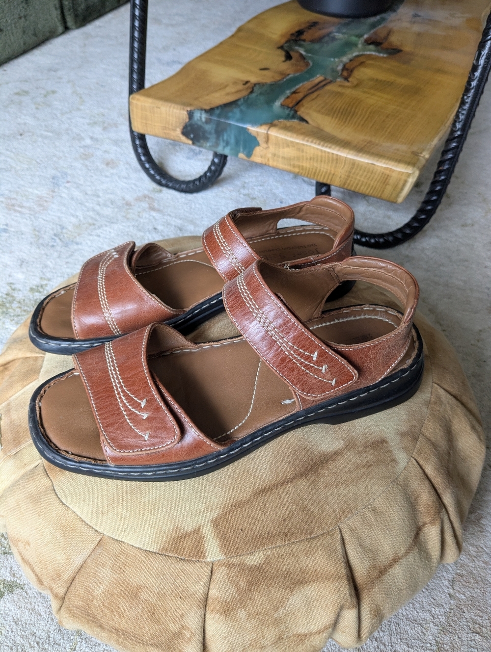 Josef Siebel Brown Leather Velcro Adjustable Sandals